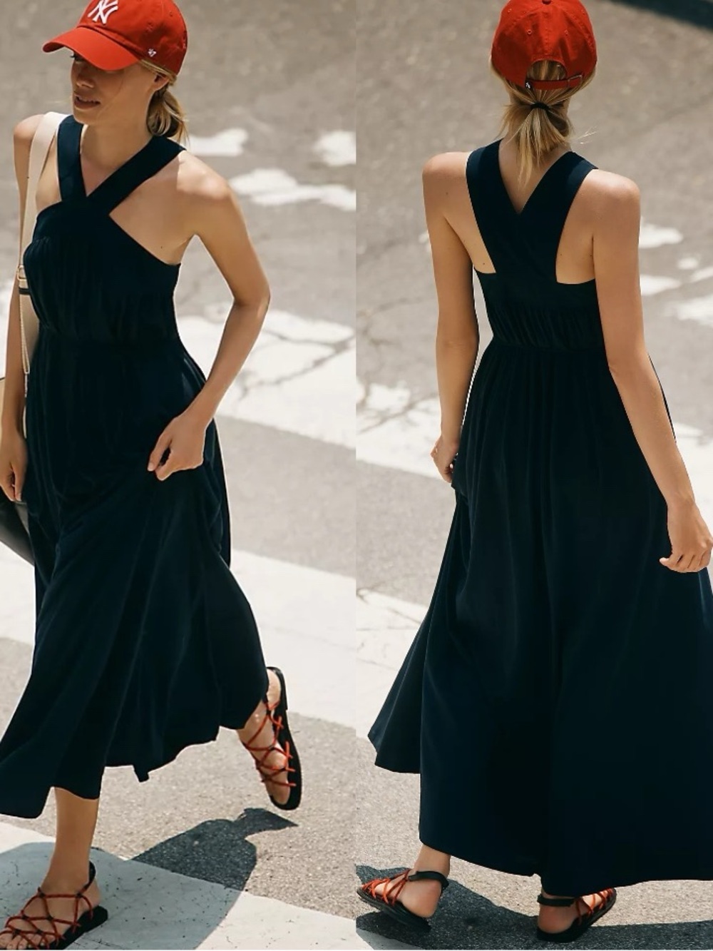 NATION LTD Brielle Cotton Sleeveless Navy Maxi Dress